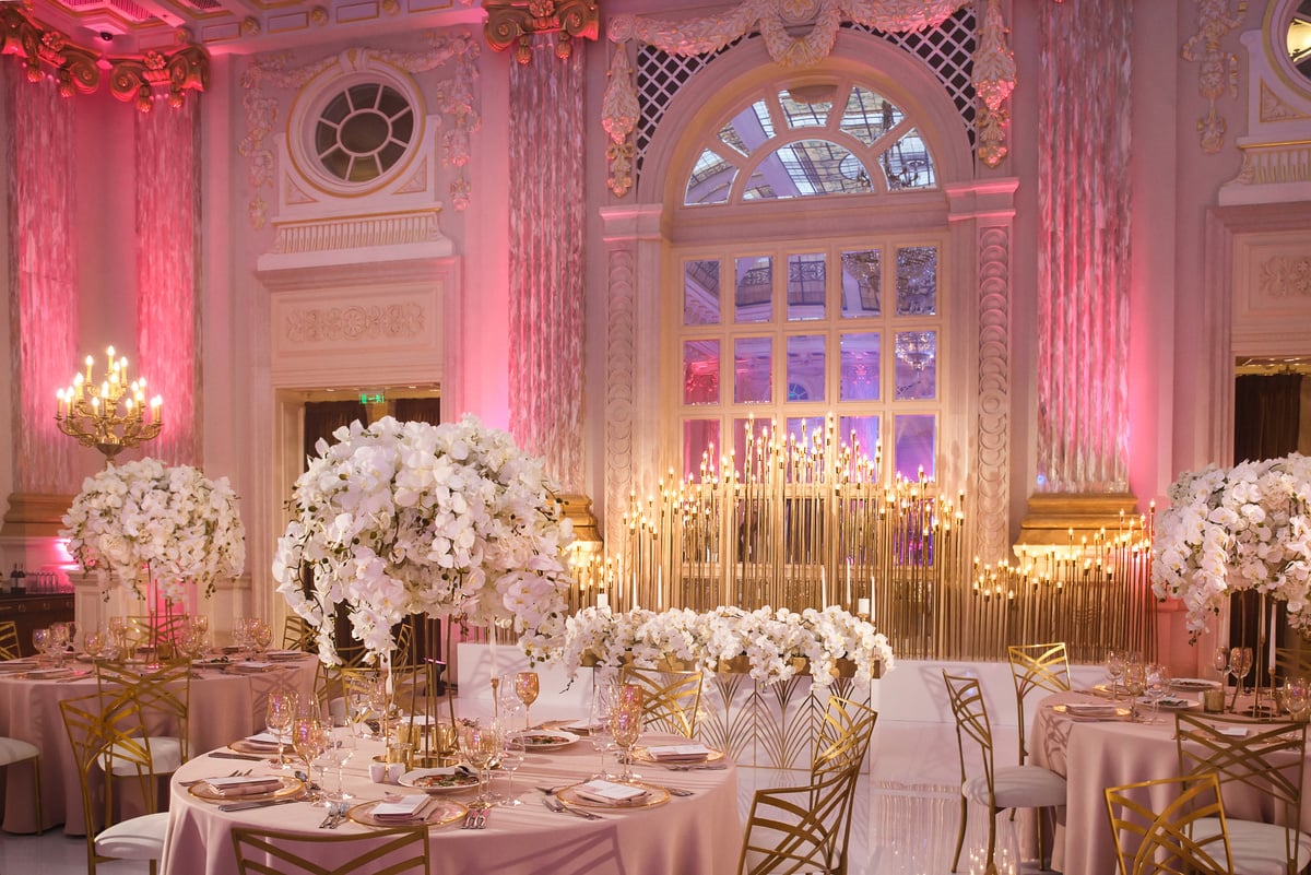 Elegant banquet hall for a wedding party